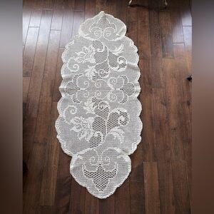 Handmade White Crochet Table Runner - Elegant Home Dining Accent